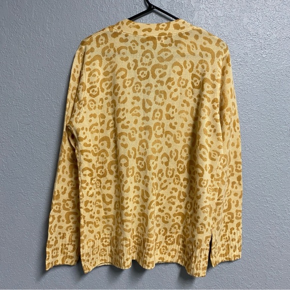 ANDREE Cheetah Cardigan Sweater Women’s Size 1X Lightweight Animal Print Yellow - Picture 6 of 6